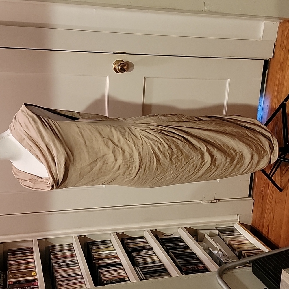 Allsaints Spitalfields Contour Dress in metallic Beige US 10 Japanese Cloth - Picture 7 of 13